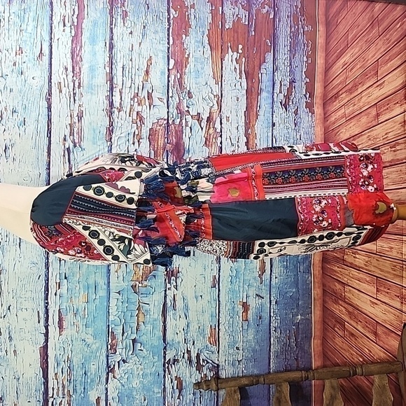 VANESSA Virginia floral patchwork dress size M - Picture 3 of 7